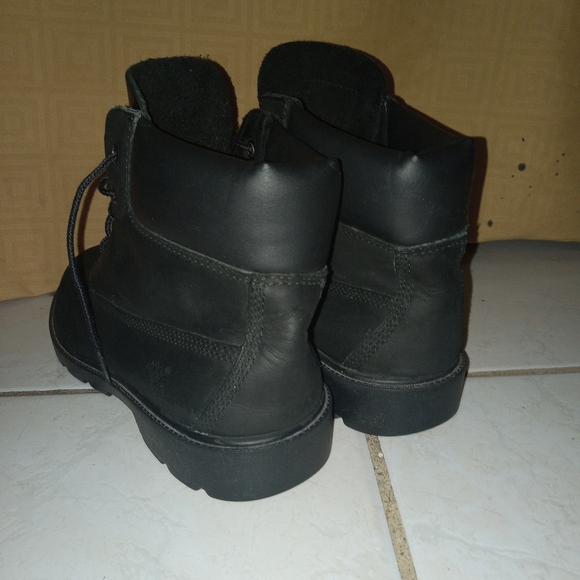 TIMBERLAND boots sz 7 PREMIUM WATERPROOF  Leather Black Youth/Men unisex - Picture 7 of 9